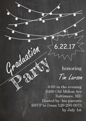 Lights on Chalkboard - Graduation Party Invitations