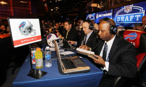... draft table just minutes before the start of the NFL draft at Radio