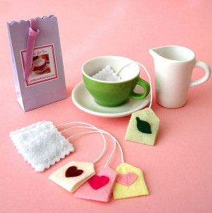 Felt tea bags...put actual smelly teas in for extra sensory experience