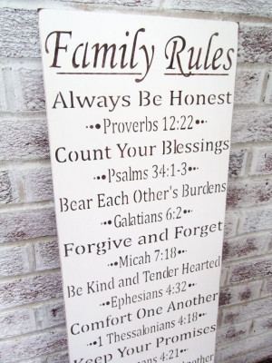 Scripture FAMILY RULES typography sign 