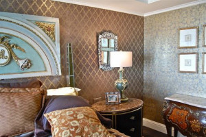 Brown Wall Stencils in Eclectic Bedrooms