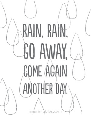Rain Rain Go Away Rymes Printable Coloring Pages