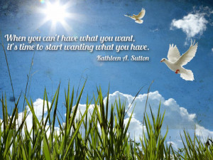 ... you can’t have what you want, it’s time to want what you have