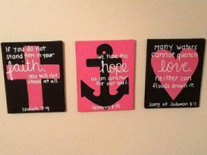 Cross, Anchor, & Heart canvas with Bible scriptures
