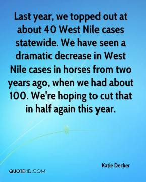 Nile cases statewide. We have seen a dramatic decrease in West Nile ...