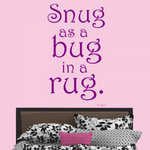 Kids Bedroom Quote Snug Bug Rug Wall Sticker Words Decal