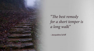 The best remedy for a short temper is a long walk - Jacqueline Schiff