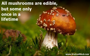 All mushrooms are edible, but some only once in a lifetime