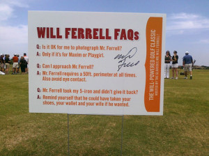 funny Will Ferrell golf sign