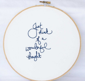 Blue embroidery hoop art / Peter Pan quote / white home decor / 8 inch ...