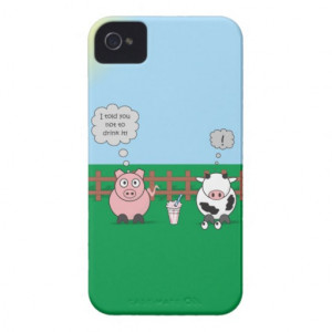 Milkshake - Funny Animals Rudy Pig & Moody Cow iPhone 4 Case-Mate ...