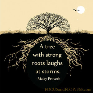 tree with strong roots laughs at storms
