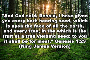 But the Bible never talks about being vegan.”