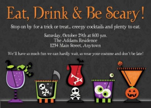 Custom Halloween Party Invitation - Eat Drink Be Scary Design ...