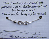 Bridesmaid Infinity Charm Bracelet with Crystal and Friendship Quote ...