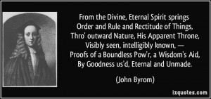 From the Divine, Eternal Spirit springs Order and Rule and Rectitude ...