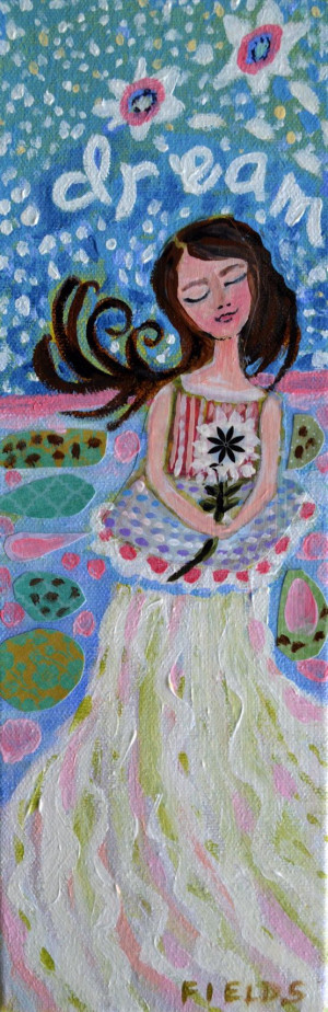 Mixed Media Painting Whimsical Girl Art by karenfieldsgallery, $40.00