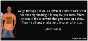 ... . Then it's all post-production animation after that. - Steve Burns