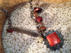Gunmetal red bead mix inspirational quote by TheRabbitsNook, $25.00