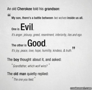 Jealousy Quote: An old Cherokee told his grandson: “My...