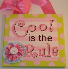 ... TEEN KIDS PINK GREEN WOOD WALL SIGN BEDROOM GIRLS DORM PRINCESS NEW