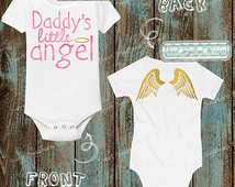Daddy's Little Angel Onesie or Shirt; Pink Glitter and Gold; Infant ...