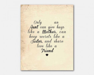 Only an aunt can give hugs... Typography Wall Art - Inspirational ...