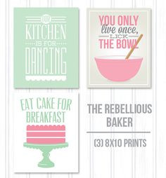 Kitchen 3 pack 8x10 print pack baking art our by EatSayLove, $38.00