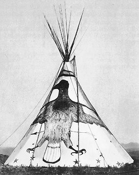 Crow design on tipi, Crow tribe , Sioux Nation