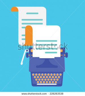 Typewriter with sheet of paper. View top. Vector flatstyle - vector ...
