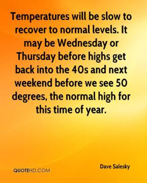 Dave Salesky - Temperatures will be slow to recover to normal levels ...