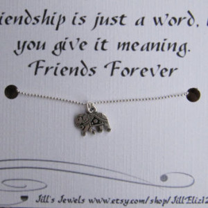Tiny Small Elephant Charm Necklace and Quote Inspirational Ca... More