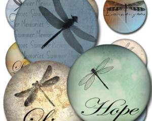 Dragonflies Rounds Inspirational Co llage Sheet Digital Image JPEG (MA ...