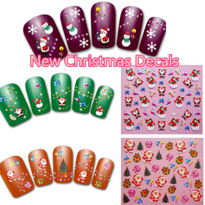 50Sheets New Christmas Tree Snow Decals 3D Nail Art Stickers Nail