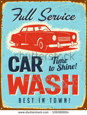 Vintage metal sign - Car Wash - Vector EPS10. Grunge effects can be ...