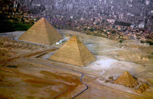 Great pyramids of giza seen from above wallpapers