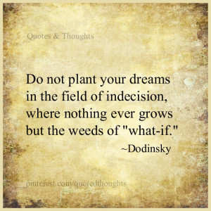 Do not plant your dreams in the field of indecision, where nothing ...
