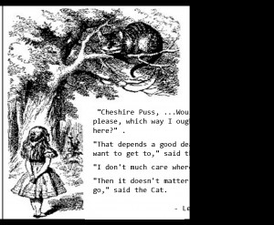 from Lewis Carroll as it so accurately reflects that lack of direction ...