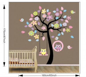 Large-59-71-150x190cm-Owl-Bird-Tree-Swing-Wall-Sticker-Decal-Decor-For ...