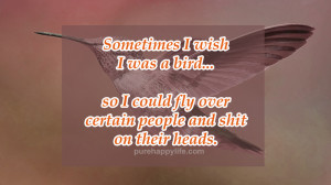Sometimes I wish I was a bird…so I could fly over certain people and ...