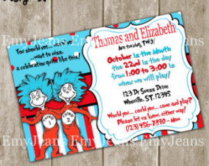 Thing 1 and Thing 2 Birthday Invitation-Dr Suess Party Invites,Twins ...