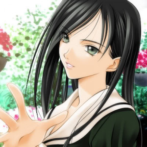 Anime Girl With Black Hair and Green Eyes Image