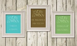 Bathroom Quotes for Cowboys Boys Art Set of 3 Print Printable Instant ...