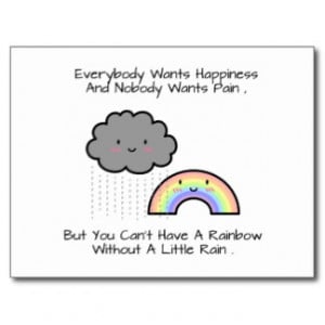 Cute Rainbow Rain Cloud Happiness Quote Postcard