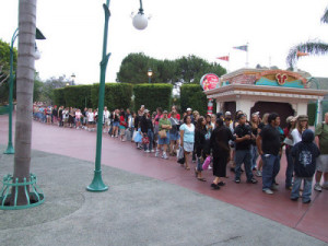 The lines to get into Disneyland are long well before the park opens ...