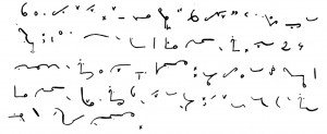 Writing samples of Pitman Shorthand: