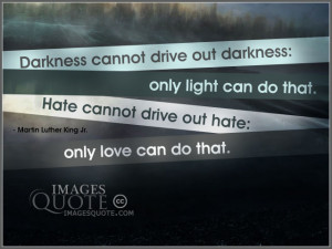 cannot drive out darkness: only light can do that. Hate cannot ...
