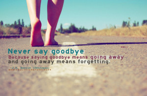 ... saying goodbye means going away and going away means for getting