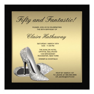 ... Gold High Heels Womans 50th Birthday Custom Invitation from Zazzle.com