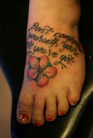 Cute Foot Tattoos with Quotes Designs